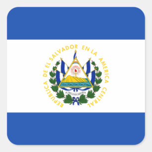 Flag of El Salvador - Bandera de El Salvador Square Sticker