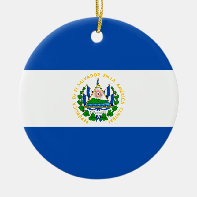 Flag of El Salvador Ceramic Tree Decoration (Front)
