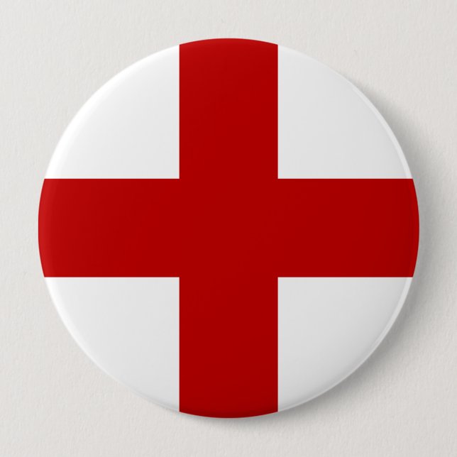 Flag of England or St. George Cross 10 Cm Round Badge (Front)