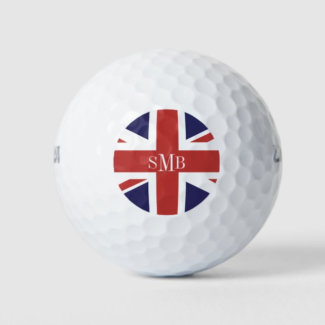 Flag of England with custom monogram  Golf Balls (Front)