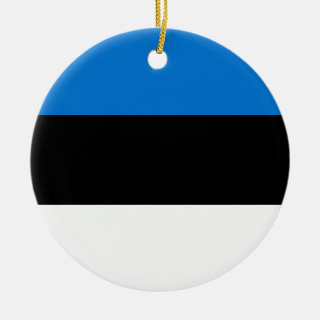Flag of Estonia Ceramic Tree Decoration (Front)