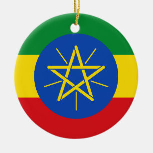 Flag of Ethiopia Ceramic Tree Decoration
