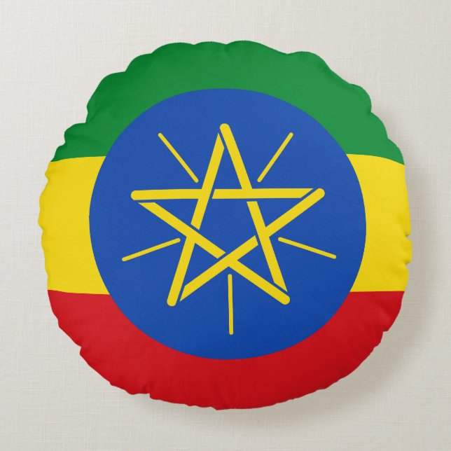 Flag of Ethiopia Round Cushion (Front)