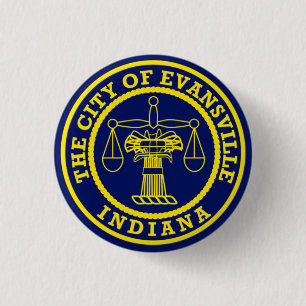 Flag of Evansville, Indiana 3 Cm Round Badge