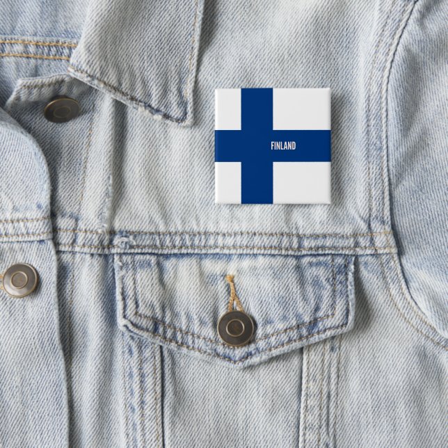 Flag of Finland 15 Cm Square Badge (In Situ)