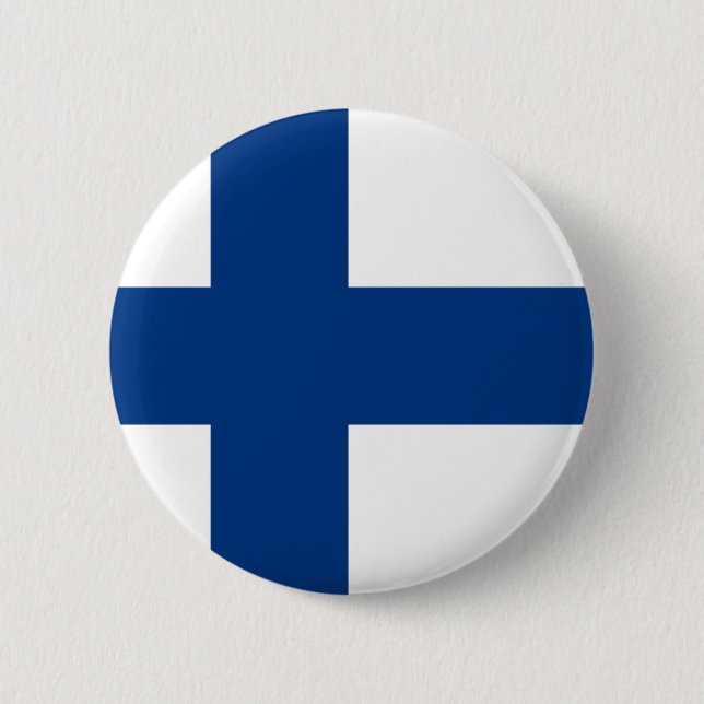 Flag of Finland Blue Cross on White Badge Pin (Front)
