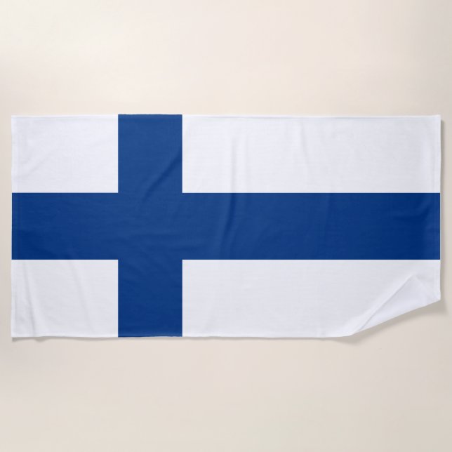 Flag of Finland Blue Cross Suomi Beach Towel (Front)