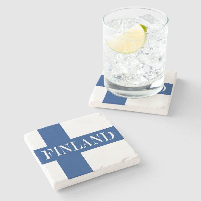 Flag of Finland Blue Cross Suomi Stone Coaster (Side)