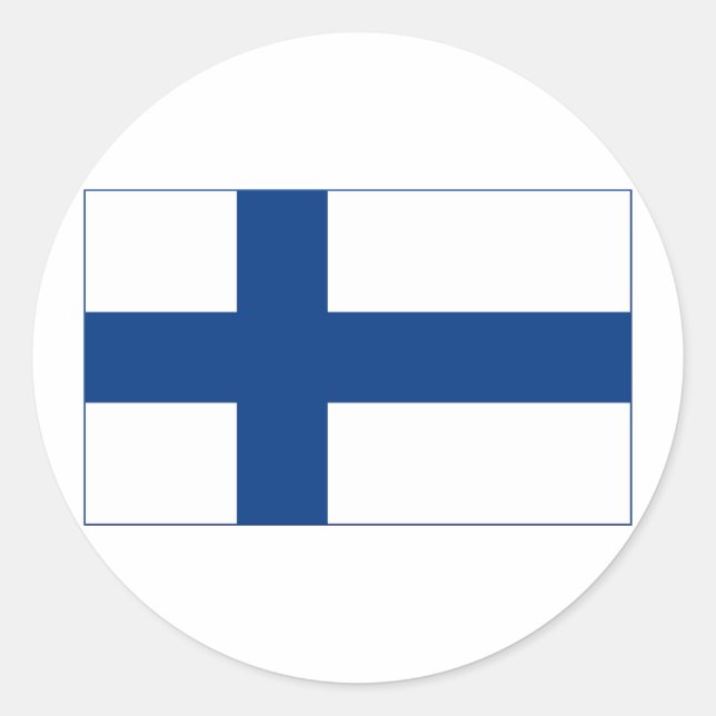 Flag of Finland Blue Nordic Cross on White Sticker (Front)