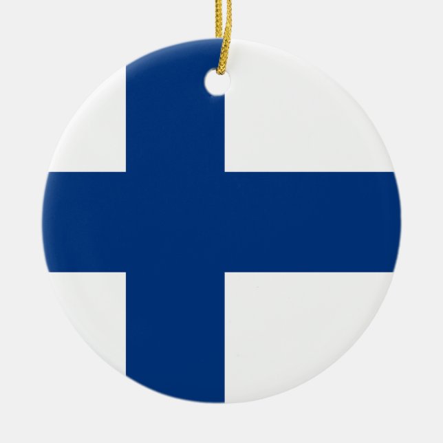 Flag of Finland Ceramic Tree Decoration (Front)
