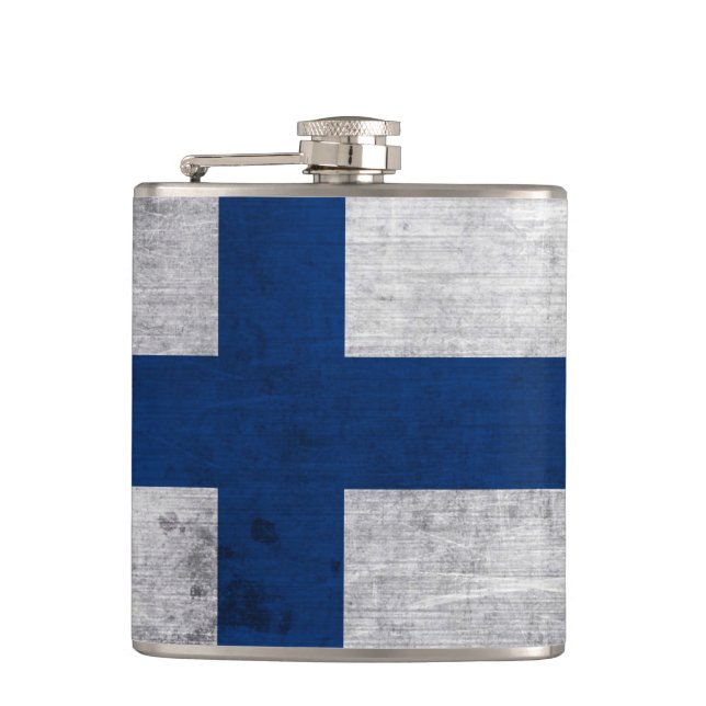 Flag of Finland Grunge Hip Flask (Front)