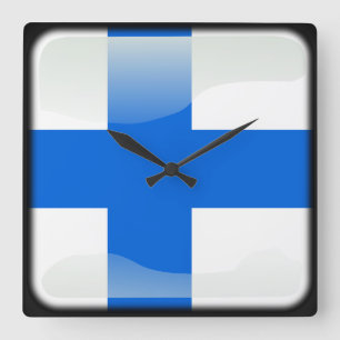 Flag of Finland Square Wall Clock
