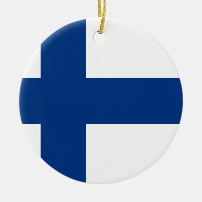 Flag of Finland (Suomen lippu, Finlands flagga) Ceramic Tree Decoration (Front)