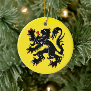 Flag of Flanders Ceramic Tree Decoration