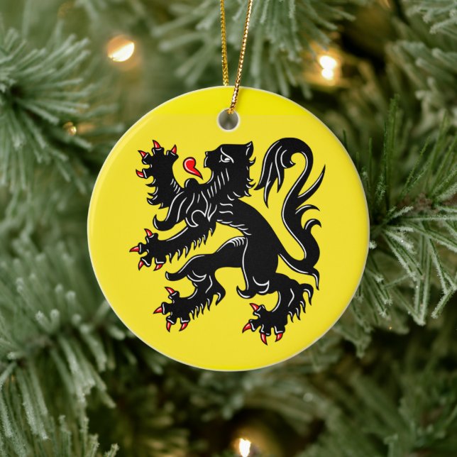 Flag of Flanders Ceramic Tree Decoration (Tree)