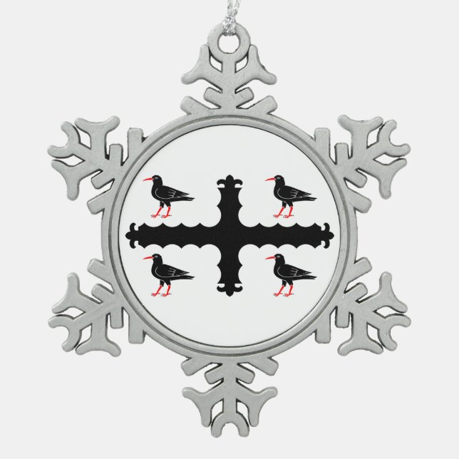 Flag of Flintshire  Snowflake Pewter Christmas Ornament (Front)