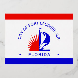 Flag of Fort Lauderdale, Florida Foil Holiday Postcard
