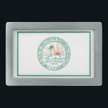 Flag of Fort Pembroke Pines, Florida Belt Buckle<br><div class="desc">Belt Buckle with a design with the flag of Pembroke Pines,  Florida. A white flag with a green city seal in the centre</div>