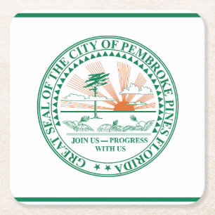Flag of Fort Pembroke Pines, Florida Square Paper Coaster