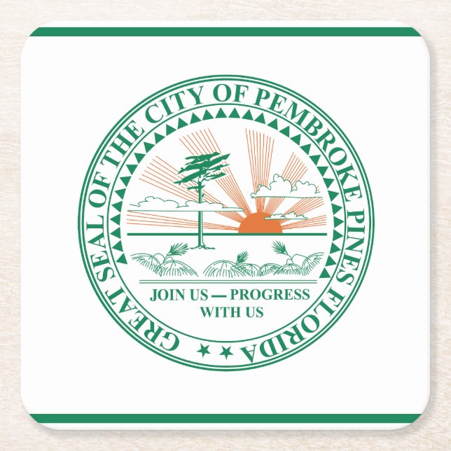 Flag of Fort Pembroke Pines, Florida Square Paper Coaster (Front)