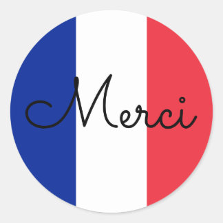 Flag of France Colours Merci Classic Round Sticker