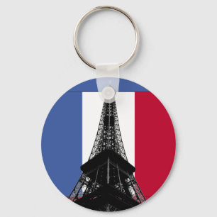 Flag of France Keychain Eiffel Tower