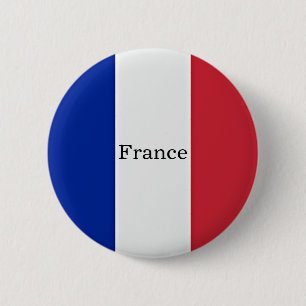 Flag of France, labelled, 6 Cm Round Badge