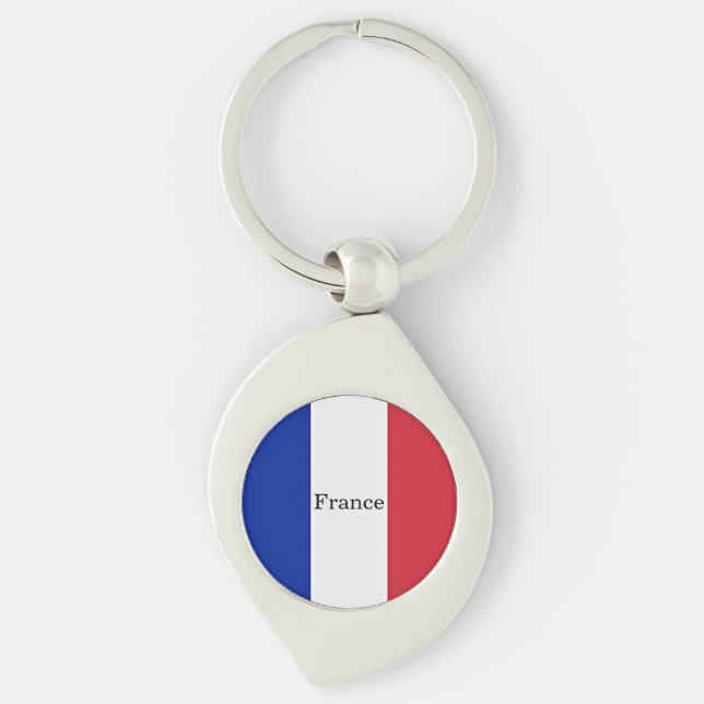 Flag of France, labelled, Key Ring (Front)