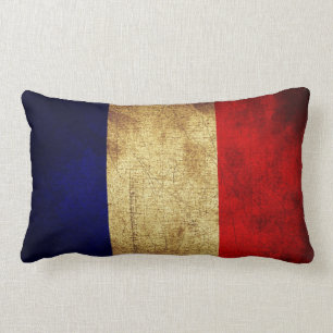 Flag of France Vintage Grunge Style Throw Pillow