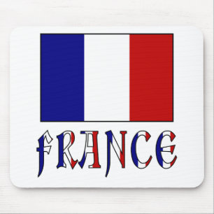 Flag of France with coloured name Mouse Mat