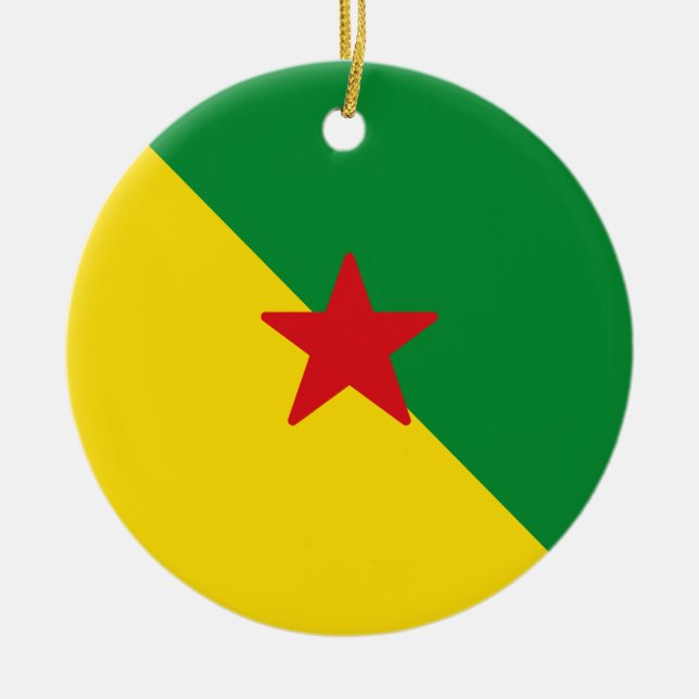 Flag of French Guiana Ceramic Tree Decoration (Front)