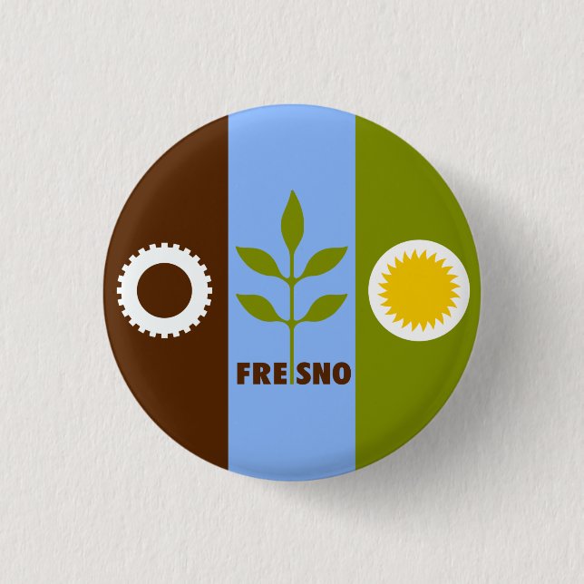 Flag of Fresno, California 3 Cm Round Badge (Front)