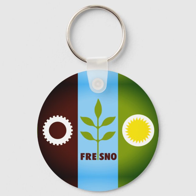 Flag of Fresno, California Keychain (Front)