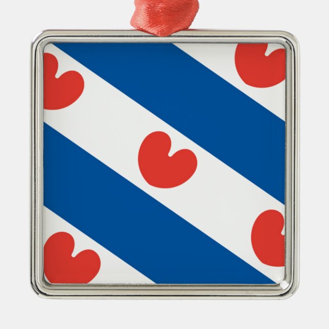 Flag of Friesland Metal Tree Decoration (Front)