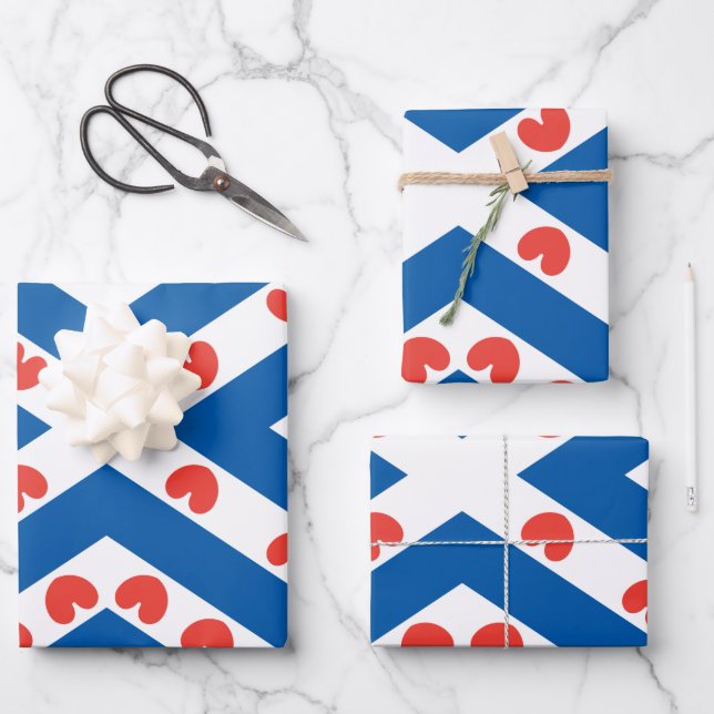 Flag of Friesland Wrapping Paper Sheet (Front)