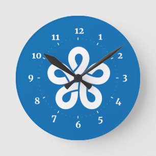 Flag of Fukuoka Prefecture, Japan Round Clock