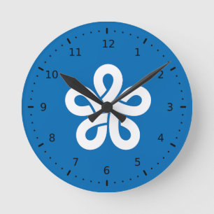 Flag of Fukuoka Prefecture, Japan Round Clock