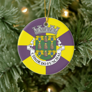 Flag of Funchal, Madeira PT Ceramic Tree Decoration
