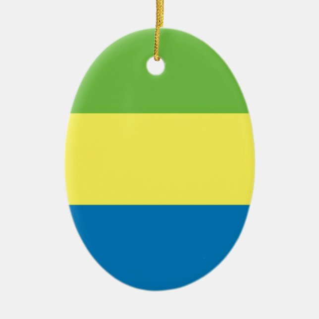 Flag of Gabon Ceramic Tree Decoration (Front)