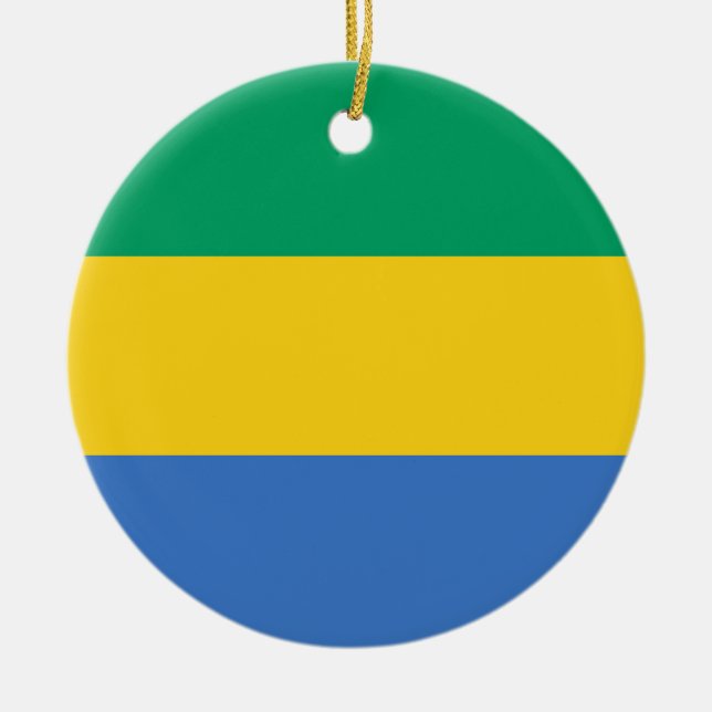 Flag of Gabon Ceramic Tree Decoration (Front)