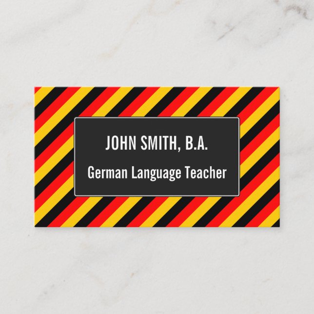 Flag of Germany Inspired Coloured Stripes Pattern Business Card (Front)