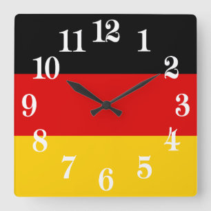 Flag of Germany or Deutschland Square Wall Clock