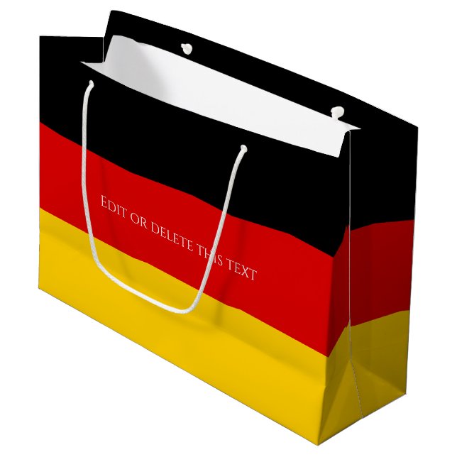 Flag of Germany Schwarz Rot Gold Personalised Large Gift Bag (Front Angled)