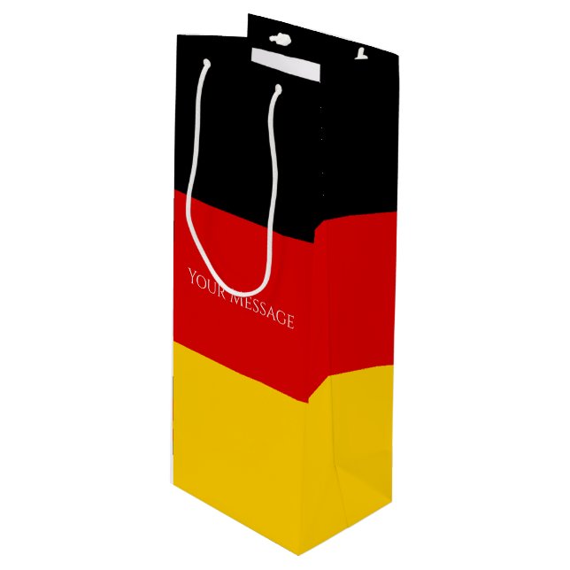 Flag of Germany Schwarz Rot Gold Personalised Wine Gift Bag (Front Angled)