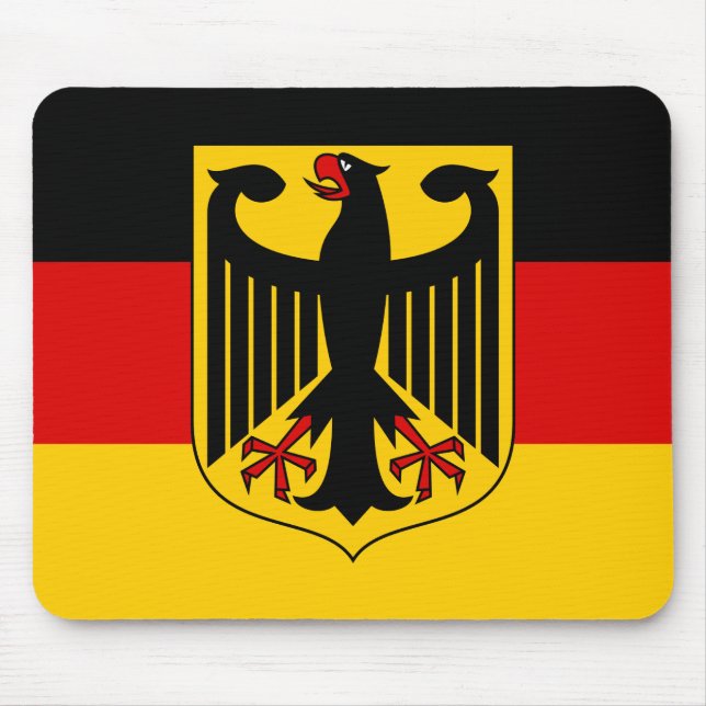 Flag of Germany with Crest Mouse Mat (Front)