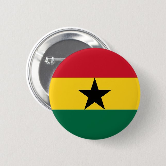 Flag of Ghana 6 Cm Round Badge (Front & Back)