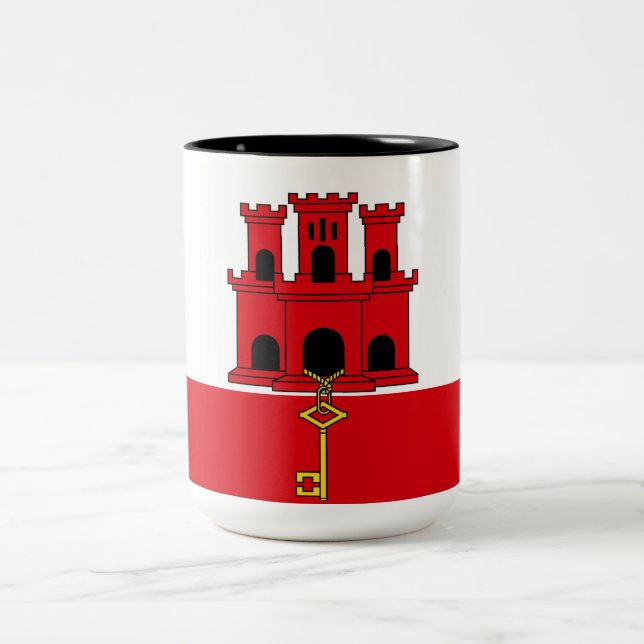 Flag of Gibraltar Two-Tone Coffee Mug (Center)