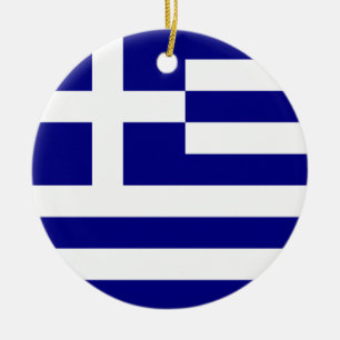Flag of Greece Ceramic Tree Decoration