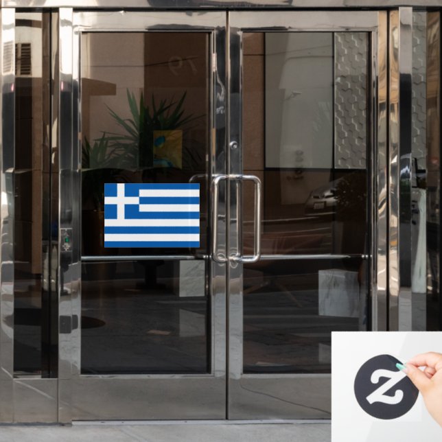 Flag of Greece custom-cut  Window Cling (Office Door)