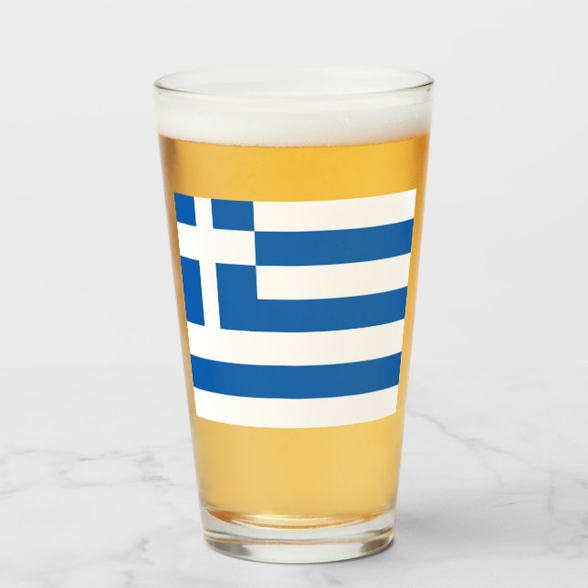 Flag of Greece Glass (Front Filled)